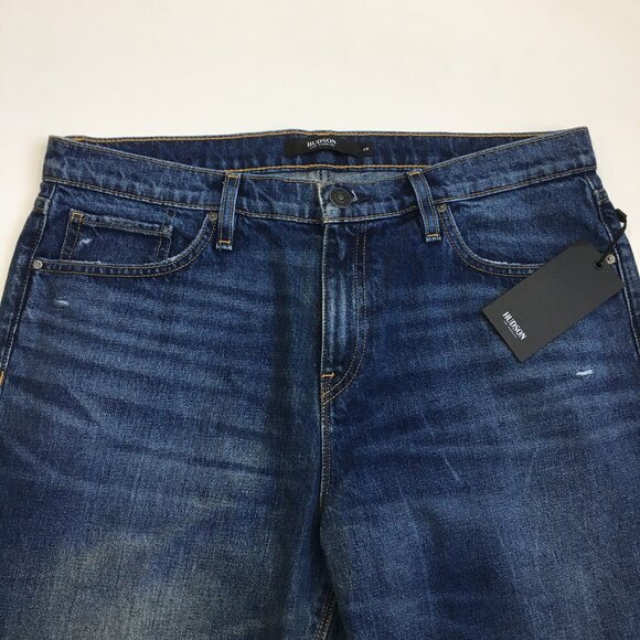 NWT HUDSON Med/Dark Wash JESSI Relaxed Cropped Boyfriend 5 Pocket Jeans - Picture 5 of 13